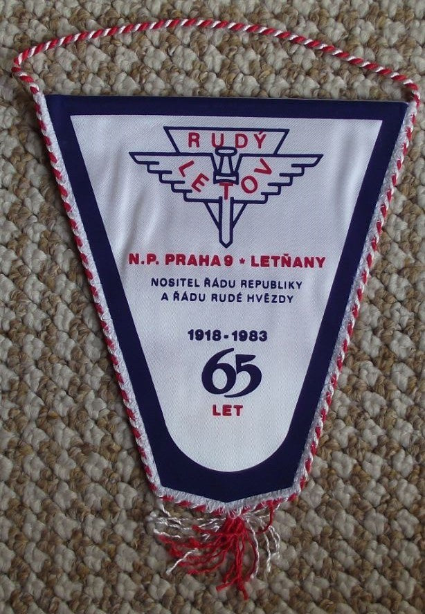 1983 Rudy Letov Czech Aviation Company 65th Anniversary Aircraft Pennant Flag - Badgecrazy