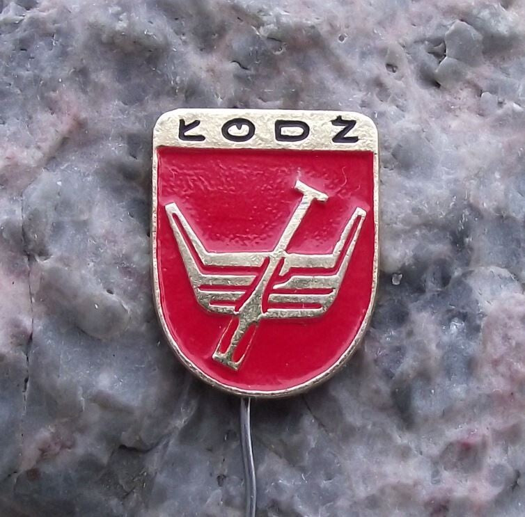 Antique Lodz Poland Polish Boat Oar Coat of Arms Heraldic Crest Pin Badge - Badgecrazy