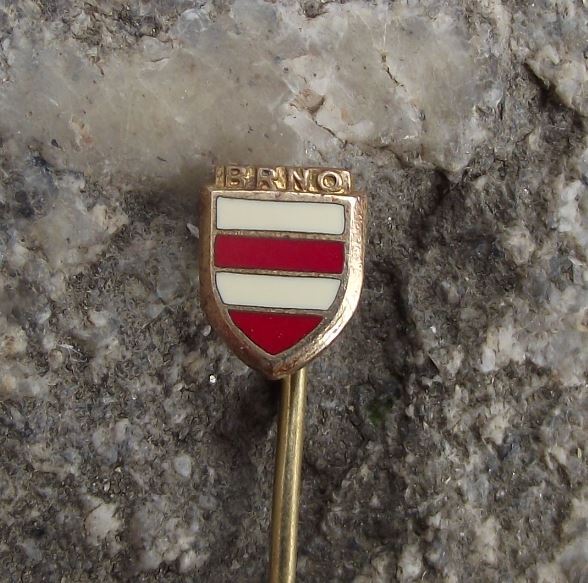 Small Brno City Czechoslovakia Red White Striped Heraldic Shield Crest Pin Badge - Badgecrazy