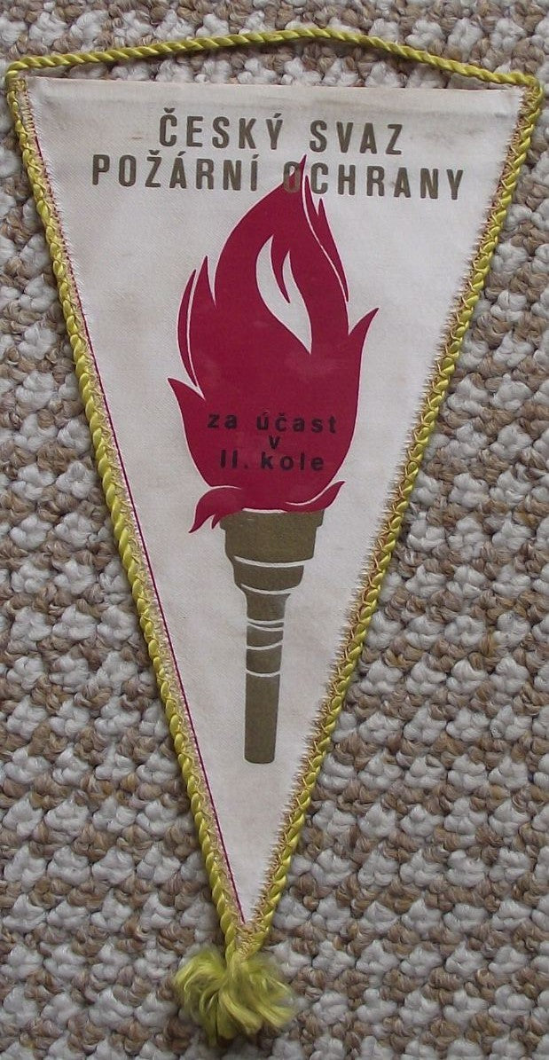 1972 CSPO Czech Fire Fighters Fireman Physical Training Competition Pennant Flag - Badgecrazy