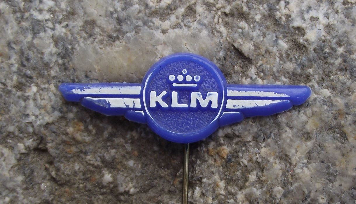 Vintage KLM Royal Dutch Airlines Holland Young Junior Pilot Wings Blue Pin Badge - Badgecrazy