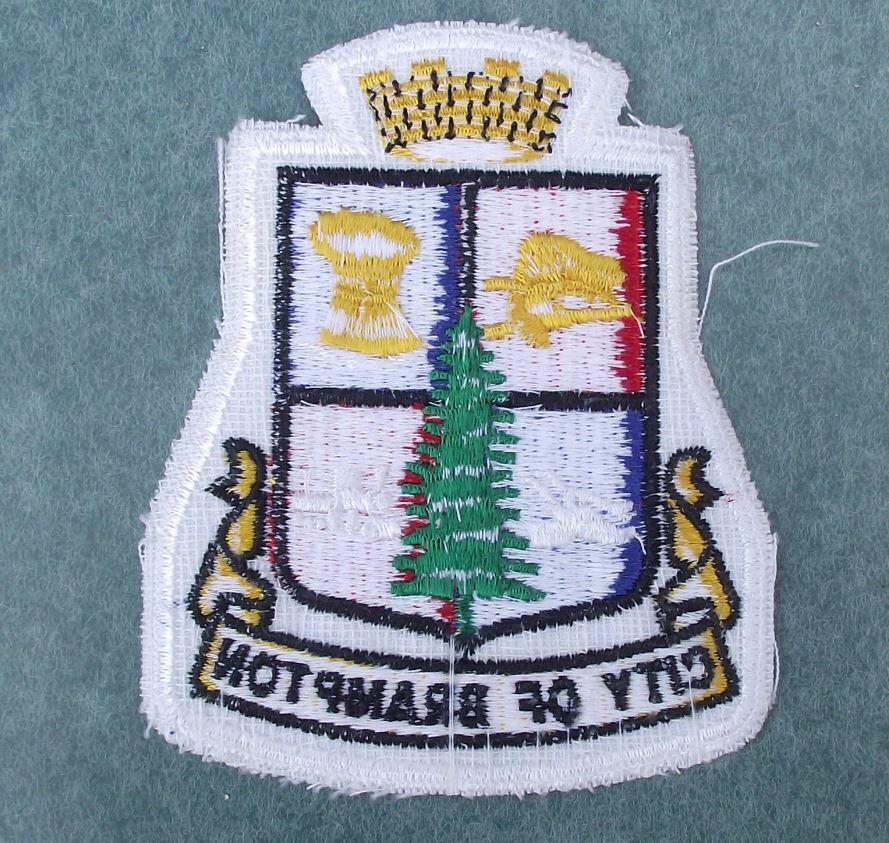 1980s City of Brampton Ontario Canada Coat of Arms Tourist Sew on Clothes Patch - Badgecrazy