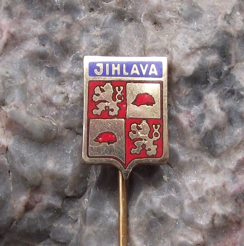 Antique Jihlava Hedgehog & Rampant Lion Heraldic Crest Coat of Arms Pin Badge - Badgecrazy