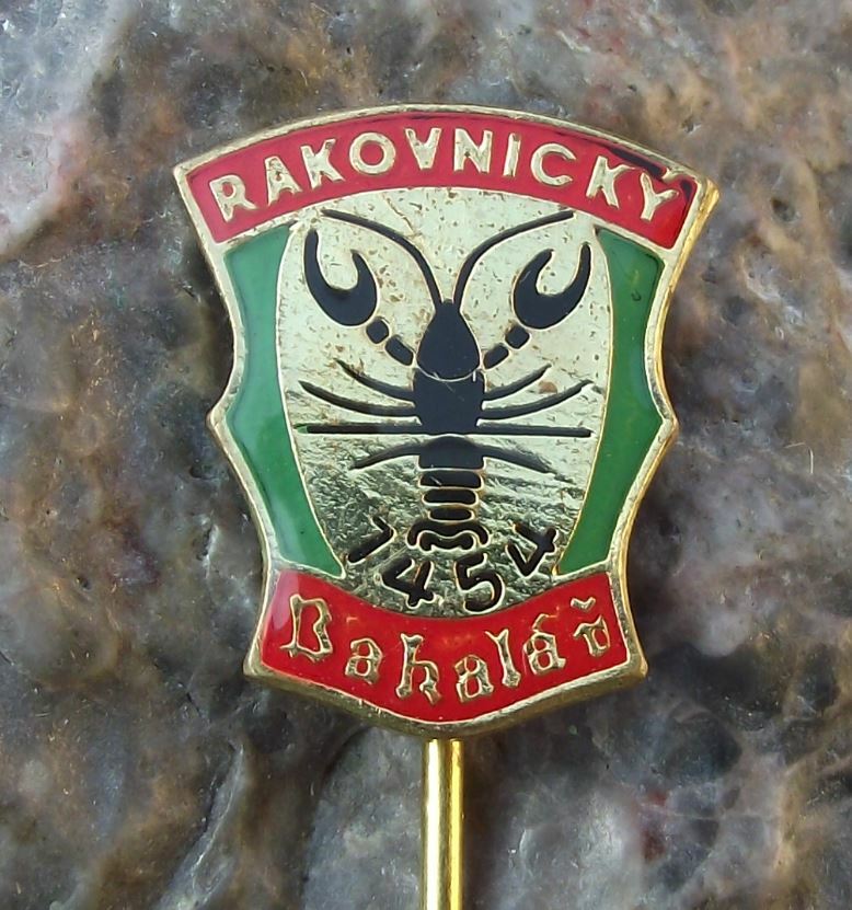 Antique Bakalar Rakovnicky Pivovar Czech Lobster Logo Brewery Beer Pin Badge - Badgecrazy
