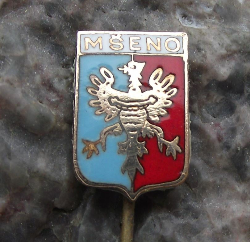 Antique Mseno Czechoslovakia Coat of Arms Heraldic Crest Eagle Pin Badge - Badgecrazy