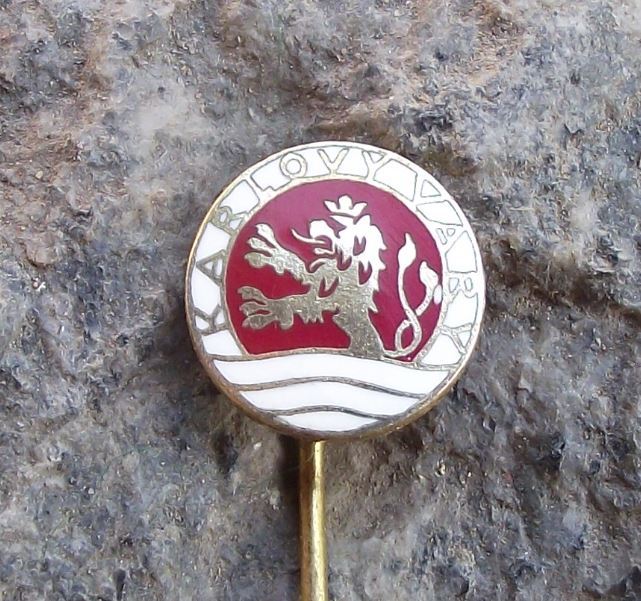 Vintage Karlovy Vary Karslbad Carlsbad Spa Heraldic Crest Coat of Arms Pin Badge - Badgecrazy