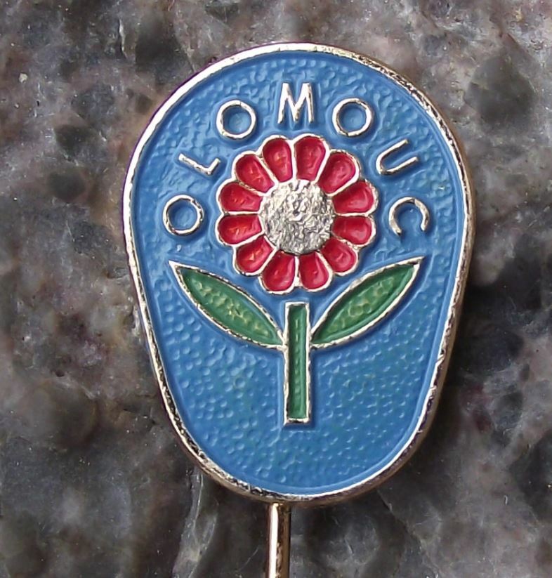 Olomouc Olmutz Moravia Red Flower Bloom Czechoslovakia Souvenier Pin Badge - Badgecrazy