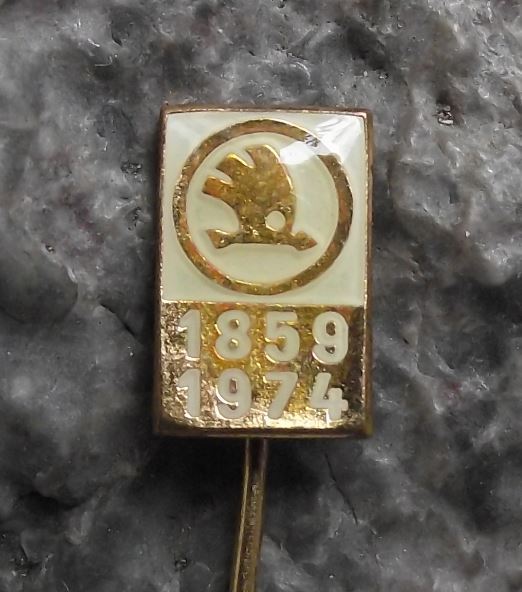 1974 Skoda Autos Company Czech Motor Car Maker 115th Anniversary Pin Badge - Badgecrazy