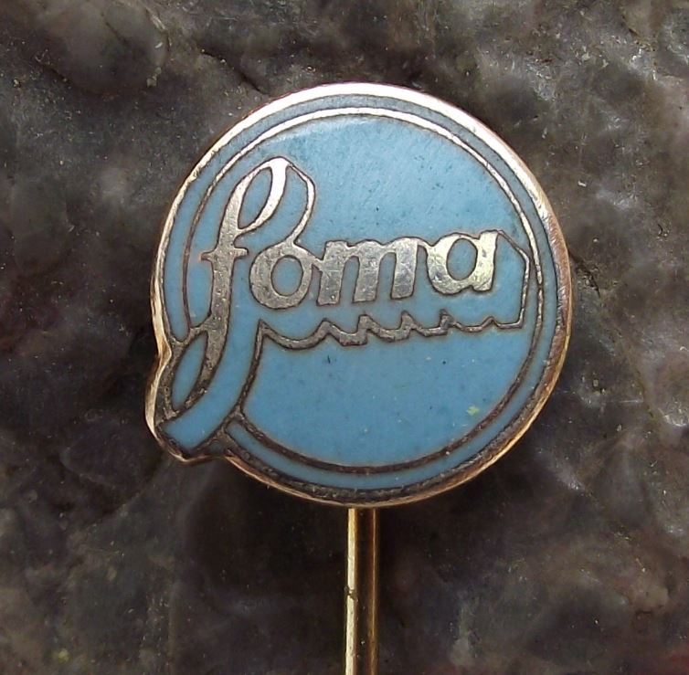 Antique FOMA Fotochema Czech Camera Film Photography Firm Pin Badge Blue - Badgecrazy