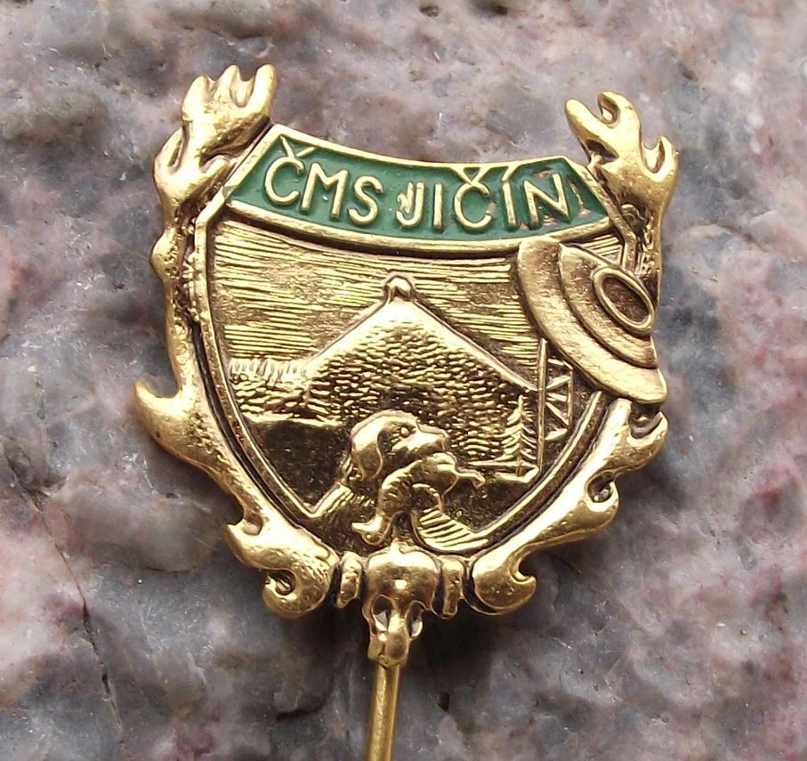 Vintage Jicin CMS Czech Hunting Dog Association Deer Stag Head Hunters Pin Badge - Badgecrazy