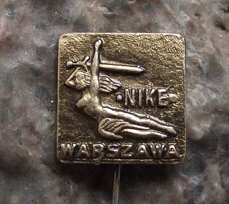 Vintage Nike Greek Goddess Winged Victory with Sword Warzawa Warsaw Pin Badge - Badgecrazy