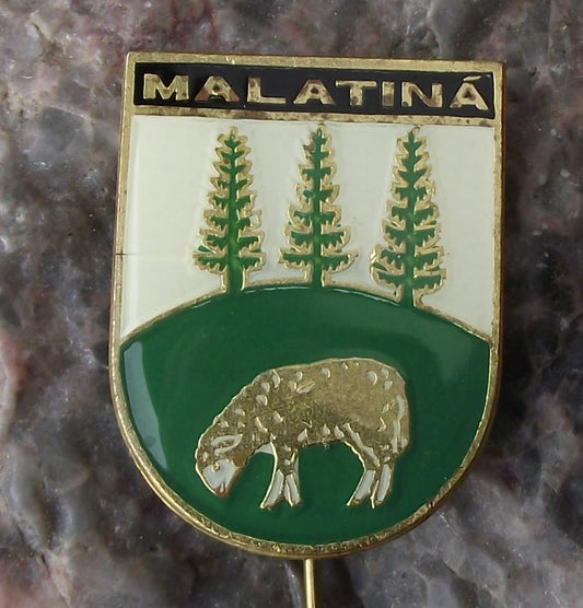 Antique Malatina Slovakia Heraldic Crest Sheep Coat of Arms Souvenier Pin Badge - Badgecrazy