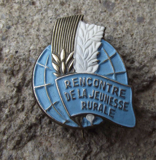 1950s French Agriculture Meeting Rencontre de la Jeunesse Rurale Wheat Pin Badge