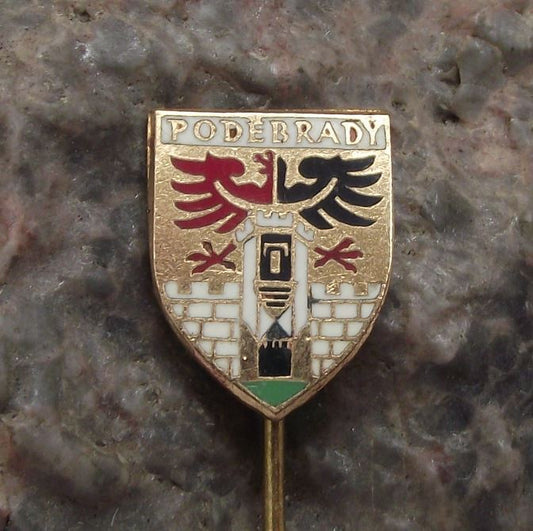 Antique Podebrady Podiebrad Czech Town Coat of Arms Heraldic Crest Pin Badge - Badgecrazy