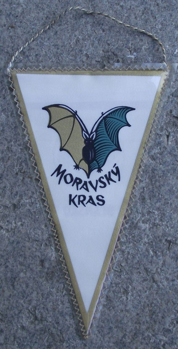 Moravsky Kras Moravia Caves Flying Bat Blansko Macocha Tourist Pennant Flag - Badgecrazy