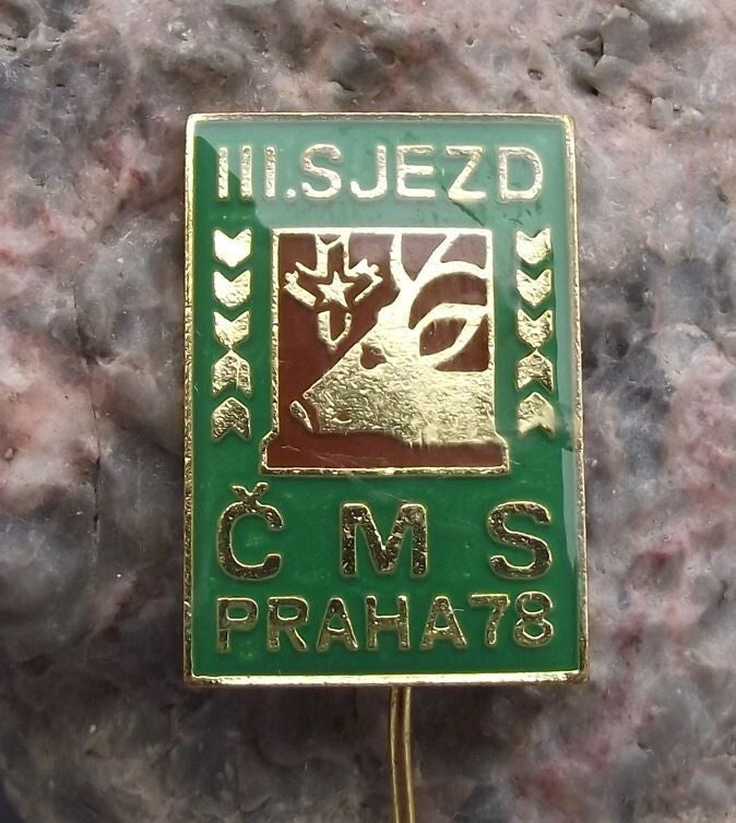 1978 CMS Czech Hunting Association 3rd National Convention Stag Deer Pin Badge - Badgecrazy