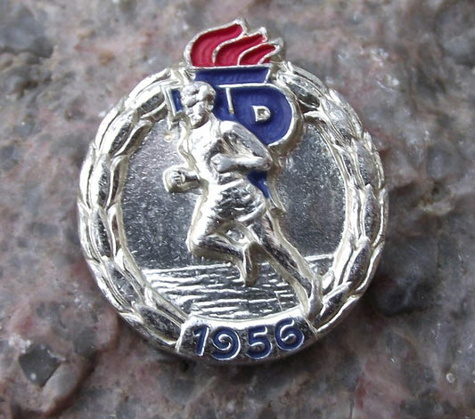 1956 Thalmann Pioneer Runner Athletics Running Competition Award Pin Badge - Badgecrazy