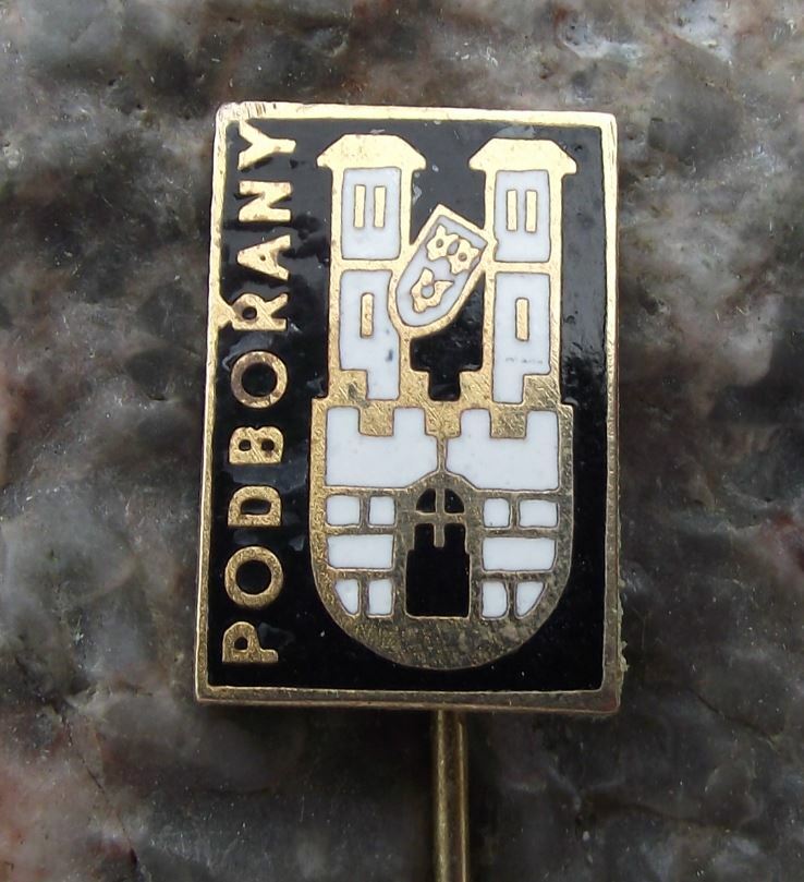 Antique Podborany Czechoslovakia Coat of Arms Heraldic Crest Castle Pin Badge - Badgecrazy