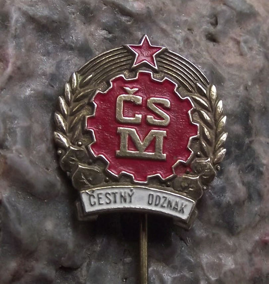 Antique CSM Badge of Honour Czechoslovakian Youth Organisation Award Pin Badge - Badgecrazy