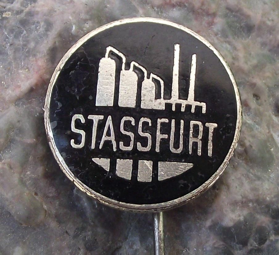 Antique East German Industrial Firm Factory Stassfurt Germany DDR GDR Pin Badge - Badgecrazy