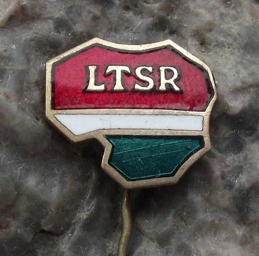 Antique LTSR Lithuanian Soviet Socialist Republic Flag Country Shaped Pin Badge