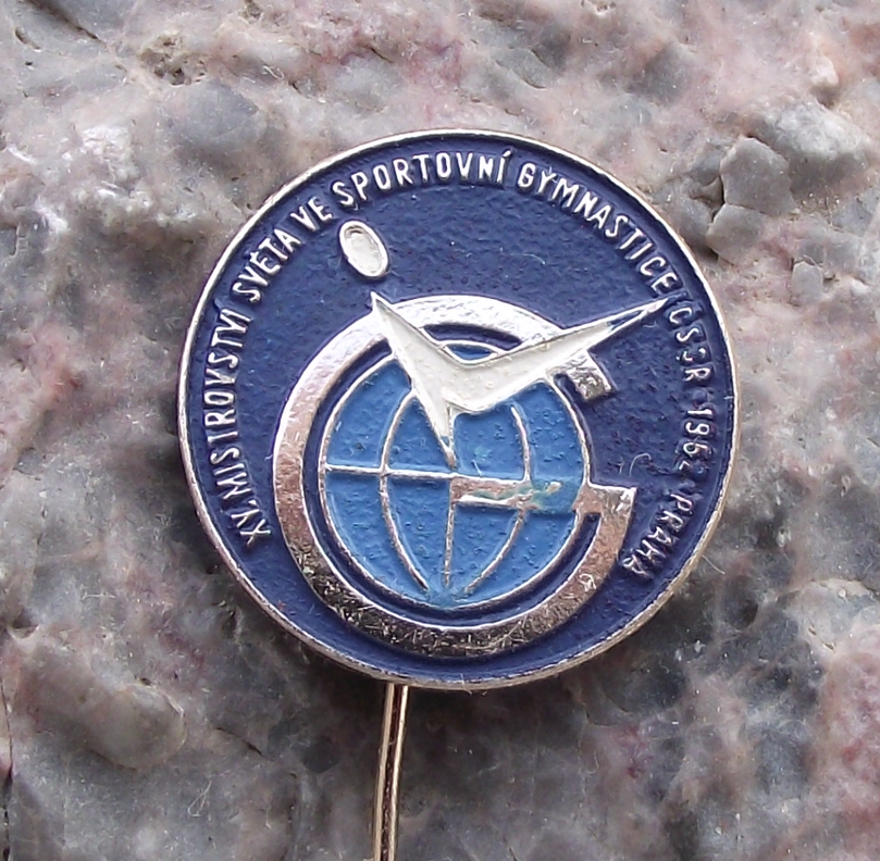 1962 Rare World Championships Sport Gymnastics Czechoslovakia Prague Pin Badge - Badgecrazy