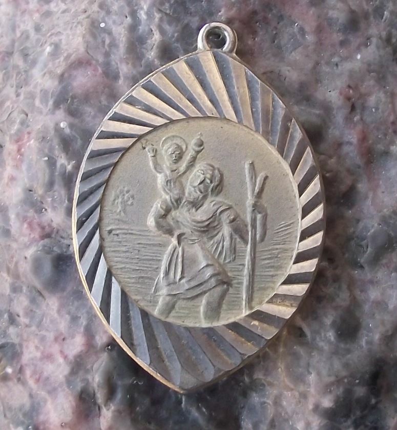 Vintage Jesus St Christopher Christian Religious Holy Necklace Icon Charm - Badgecrazy