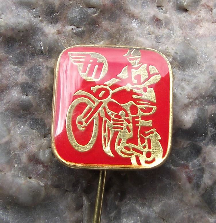 Antique Leaping Motocross MX Motorbike Rider Mototechna Czech Race Pin Badge - Badgecrazy