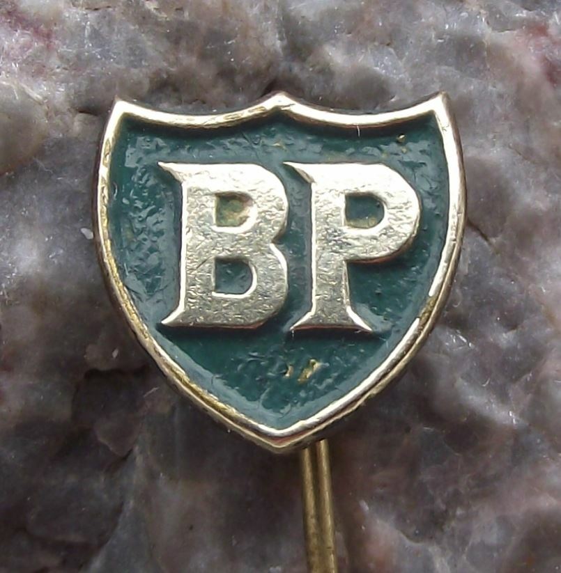 Vintage BP British Petrol Oil Gas Renewable Energy Company Shield Logo Pin Badge - Badgecrazy