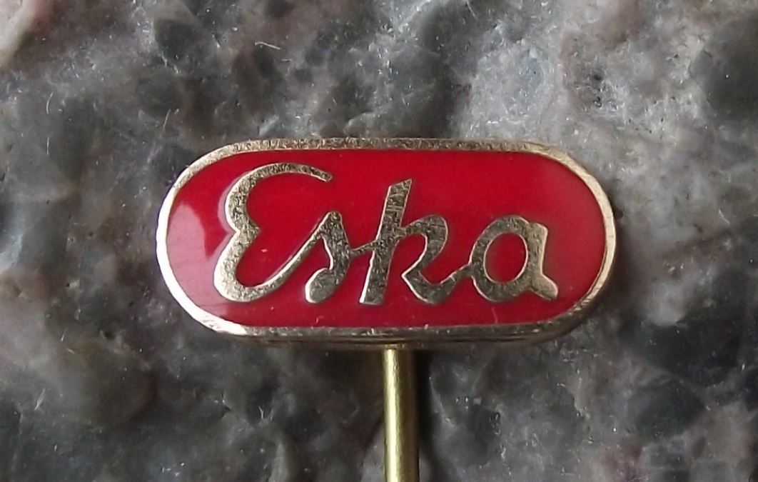 Vintage ESKA Bicycle & Motorbike Works Script Logo Cycle Bike Company Pin Badge - Badgecrazy