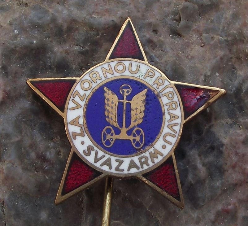 1950s Svazarm Czech Army Reserve Excellent Preparedness Paramilitary Pin Badge