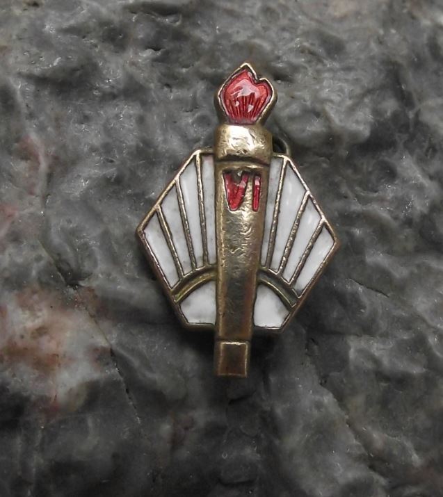 Antique Soviet Union Rusian Flaming Torch VI Number 6 or VI Lenin Pin Badge - Badgecrazy