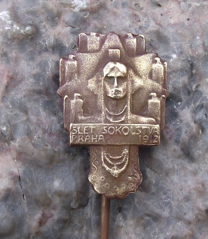1912 Sokol Organisation 6th All State Mass Gymnastics Display Prague Pin Badge