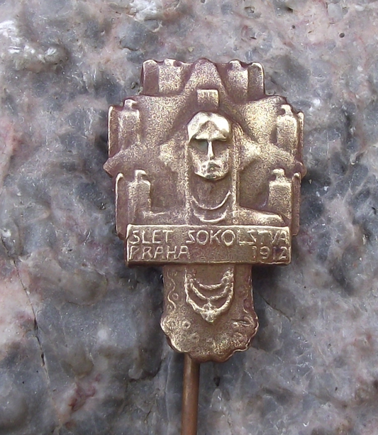 1912 Sokol Organisation 6th All State Mass Gymnastics Display Prague Pin Badge