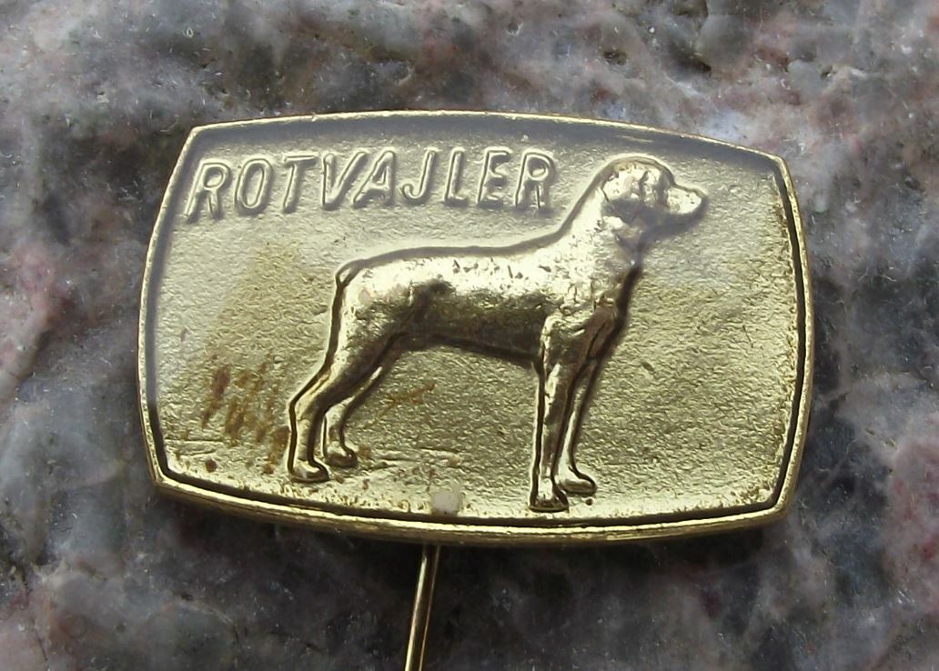 Vintage Rottweiler Rottie Rot Pedigree Czech Dog Breeders Association Pin Badge - Badgecrazy