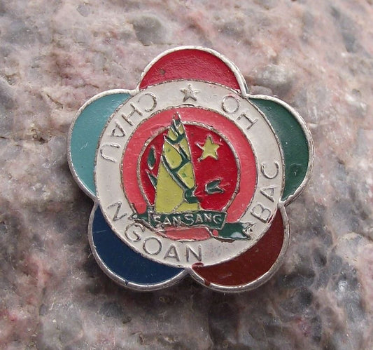 Vintage World Youth Festival Democratic Federation WFDY Vietnam Flower Pin Badge