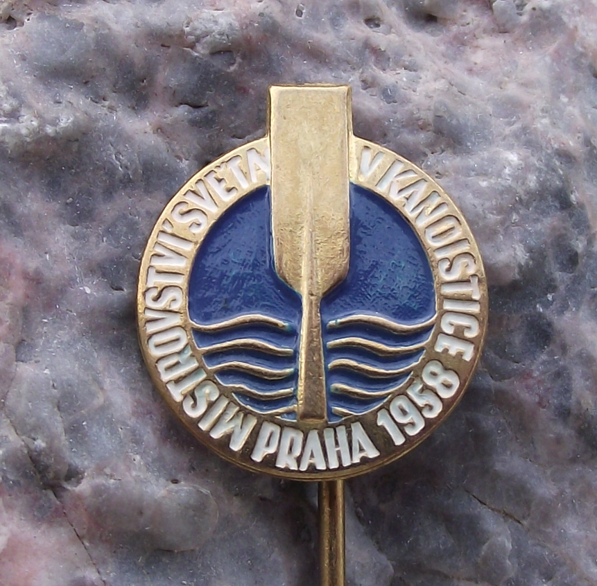 1958 ICF Canoe Sprint World Championships Kayak Czechoslovakia Pin Badge - Badgecrazy