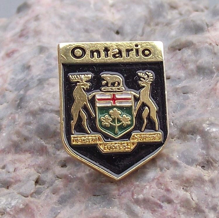 Ontario Canada Province Moose Elk Heraldic Crest Coat of Arms Shield Pin Badge - Badgecrazy