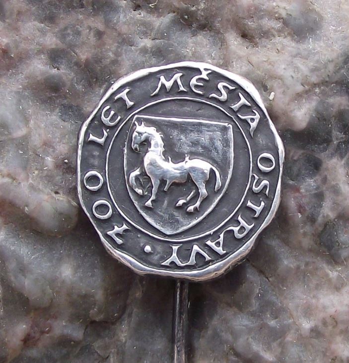 1967 Ostrava City Heraldic Crest Coat of Arms 700th Anniversary Pin Badge - Badgecrazy