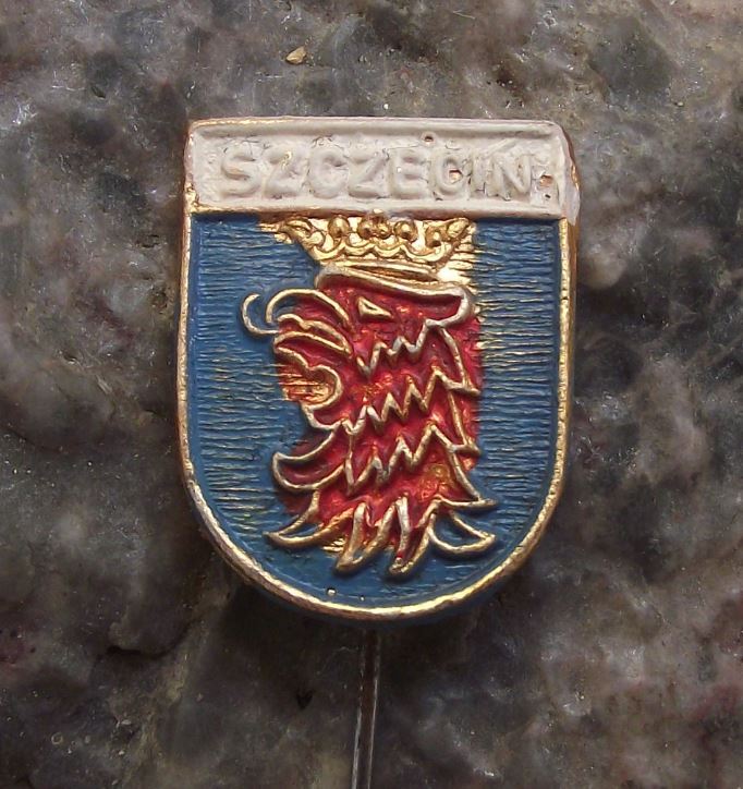 Szczecin Stettin Eagle Head Poland Tourist Heraldic Shield Souvenier Pin Badge - Badgecrazy