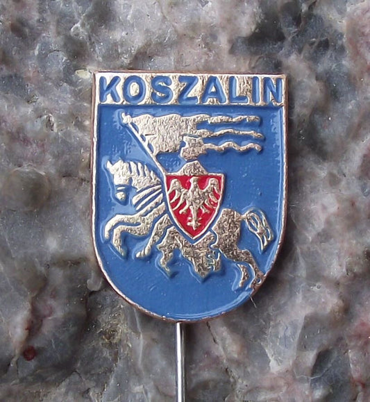 Vintage Koszalin Knight Polish City Poland Heraldic Crest Coat of Arms Pin Badge - Badgecrazy
