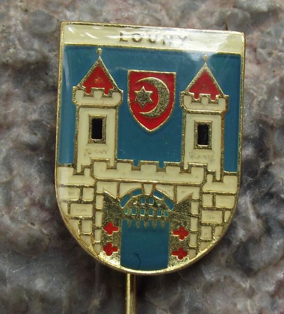 Louny Laun Czech Heraldic Crest Coat of Arms Tourist Souvenier Visitor Pin Badge - Badgecrazy