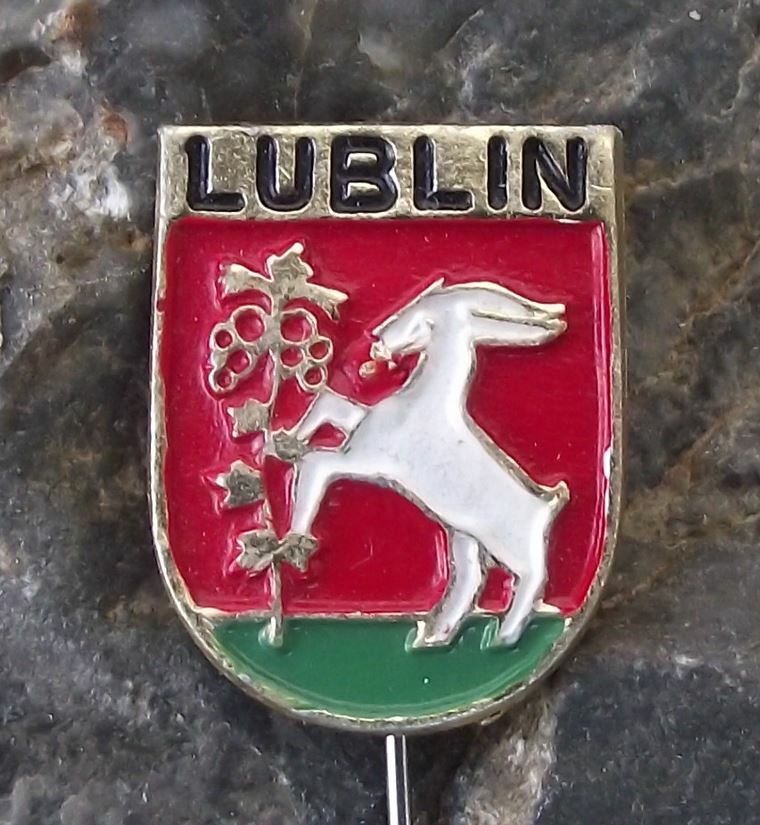 Vintage Lublin City Poland Heraldic Crest Goat Polish Coat of Arms Pin Badge - Badgecrazy