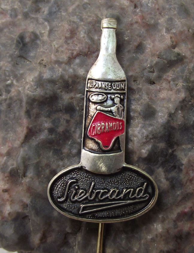 Antique Siebrand Spaanse Wijn Cibrandos Bottle Holland Soft Drinks Pin Badge - Badgecrazy