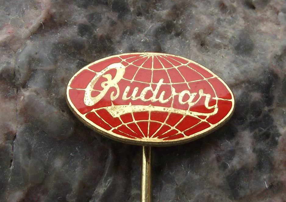 Antique Budvar Czech Budweiser Brewery Pivovar Lager Beer Pin Badge Red - Badgecrazy