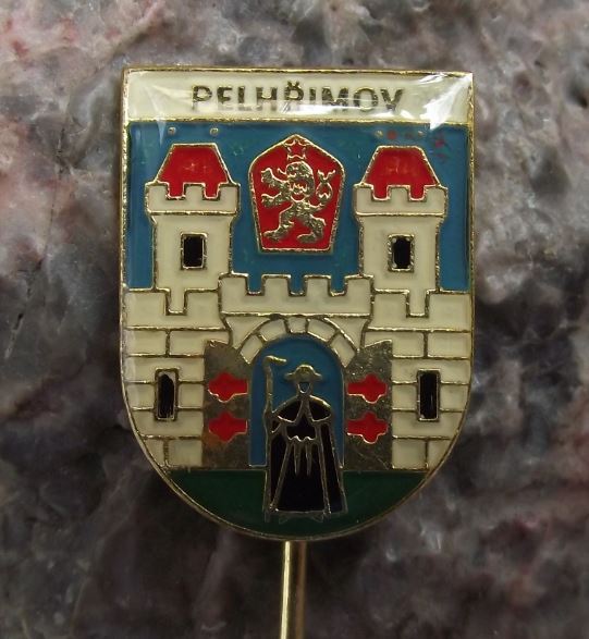 Antique Pelhrimov Czech City Heraldic Crest Coat of Arms Tourist Pin Badge - Badgecrazy
