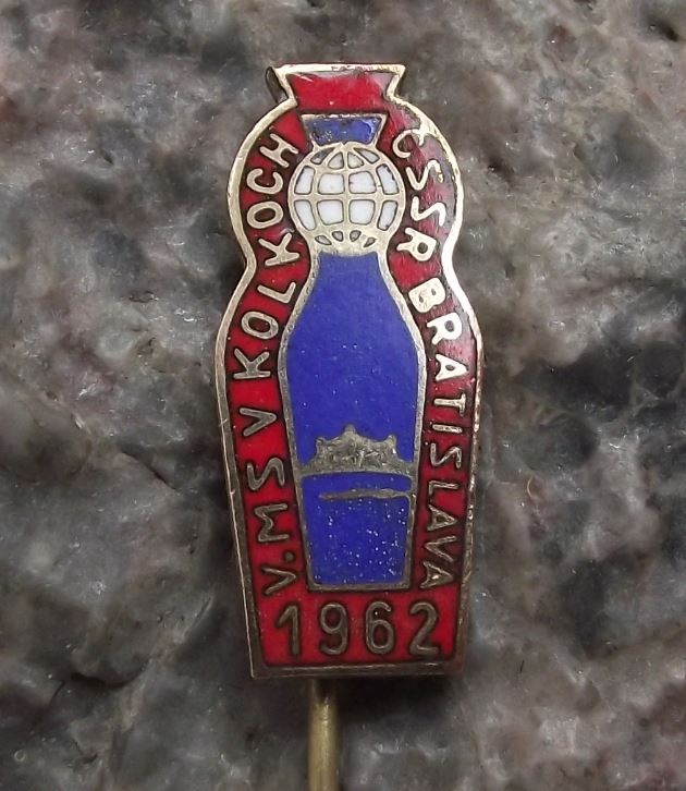 1962 5th Fifth World Championships Skittle Bratislava Bowling Contest Pin Badge - Badgecrazy