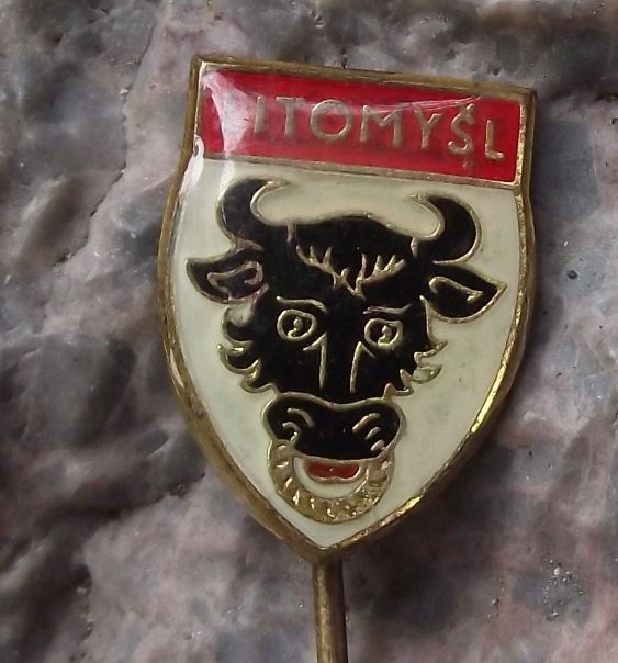 Antique Litomysl Black Bull Ox Head Czech Heraldic Crest Coat of Arms Pin Badge - Badgecrazy