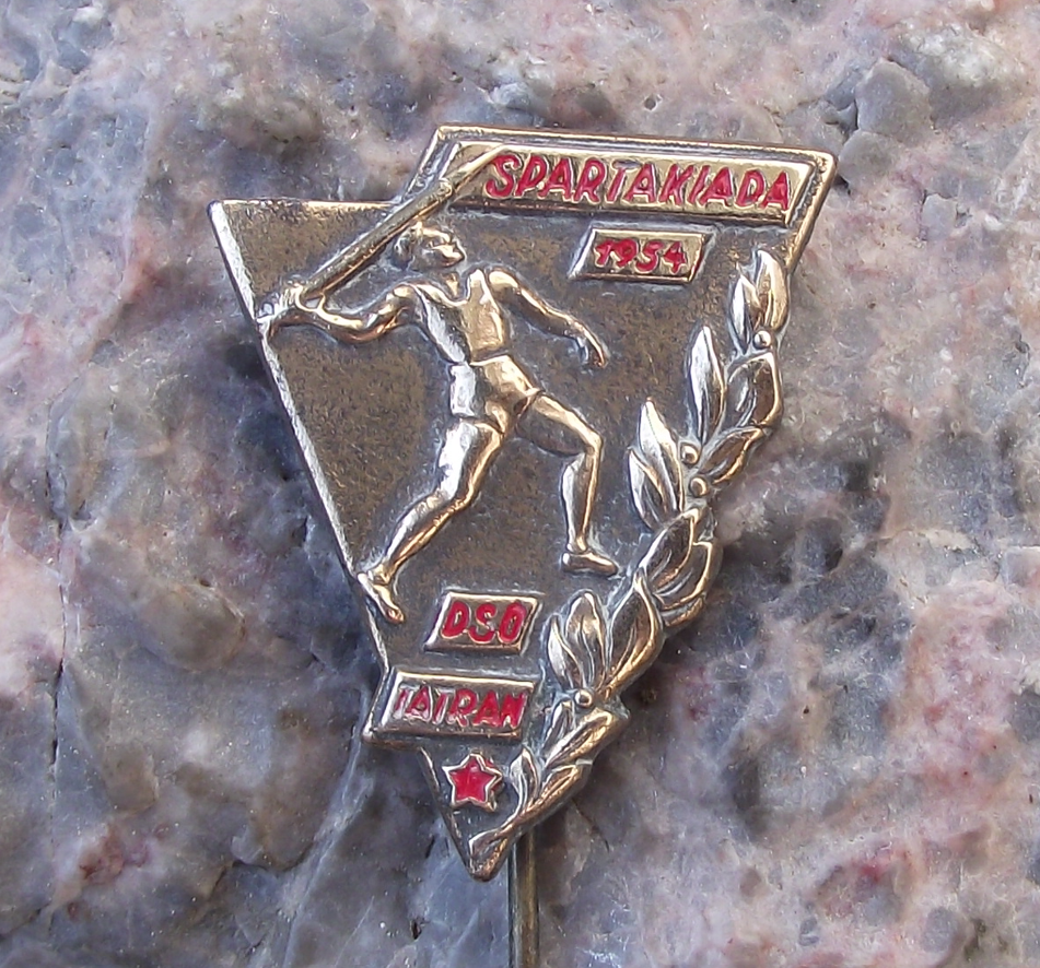 1954 DSO Tatran Regional Spartakiad Communist Group Physical Exercise Pin Badge