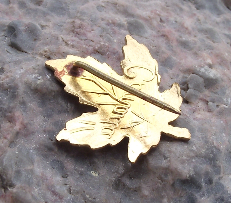 Golden Canada Maple Leaf National Canadian Emblem Motif Pin Badge - Badgecrazy